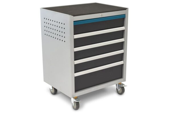 HBM deluxe professionele gereedschapswagen 5 laden, zwart blauw