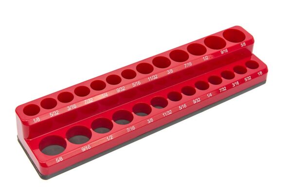 HBM magnetische accessoirehouder voor 26 stuks 1/4 inch Engelse maten, rood - Afbeelding 2