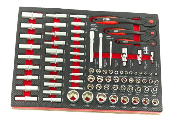 HBM 262 Delige Premium Gereedschapsvulling voor Gereedschapswagen - ROOD - Afbeelding 4