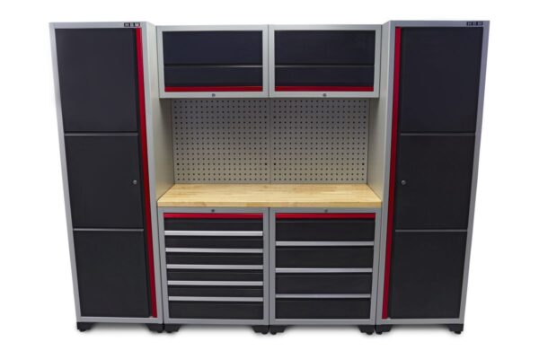 HBM professional deluxe modulair werkplaatssysteem, 9-delig, zwart rood - Afbeelding 2