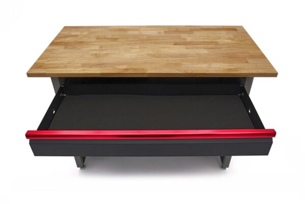HBM 120 cm Werkbank met 4 Laden , 1 Deur en Houten Blad - Zwart - Afbeelding 10
