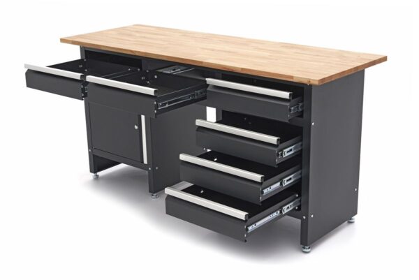 HBM 171 Cm Werkbank Met 6 Laden 1 Deur en Massief Houten Werkblad - Afbeelding 4