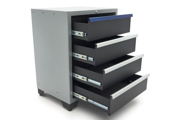HBM 4 Laden Deluxe Professionele Gereedschapskast voor Werkplaatsinrichting zwart blauw - Afbeelding 4