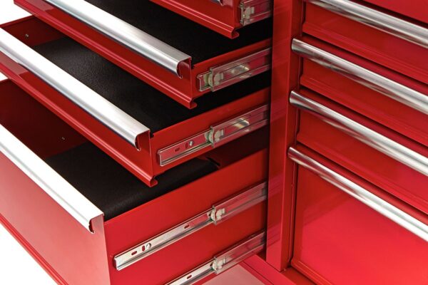 HBM gereedschapswagen met houten werkblad 117 cm, rood - Afbeelding 7