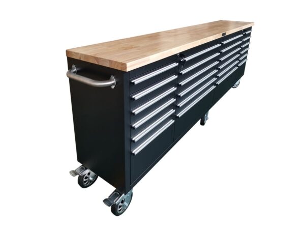HBM gereedschapswagen met houten werkblad , 258 cm, zwart - Bild 4