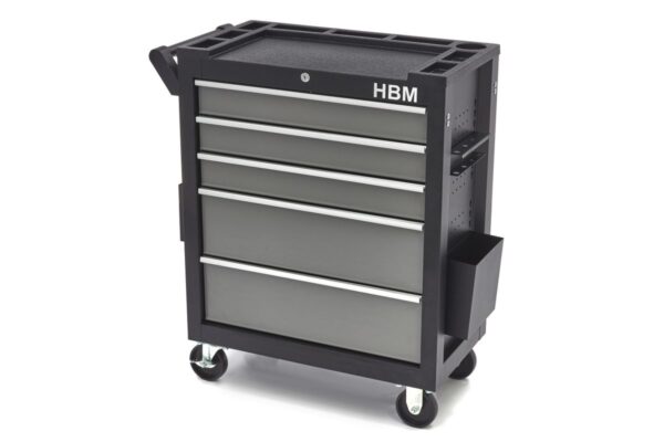 HBM deluxe gereedschapswagen, 5 laden, Klein, zwart, grijs - Afbeelding 3