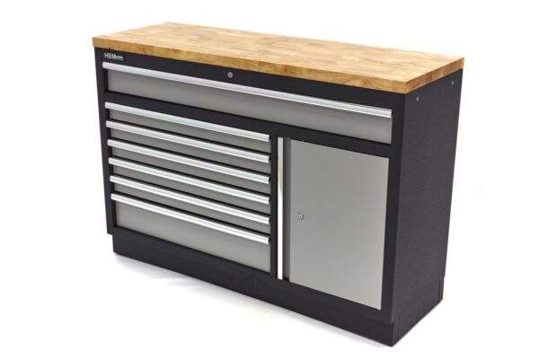 HBM 7 Laden 132 Cm. Professionele Gereedschapskast, Werkbank Met Deur voor Werkplaatsinrichting