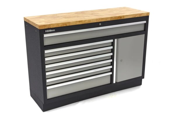 HBM 7 Laden 132 Cm. Professionele Gereedschapskast, Werkbank Met Deur voor Werkplaatsinrichting - Image 3