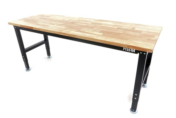 HBM 182 Cm. Professionele In Hoogte Verstelbare Werkbank Met Massief Houten Werkblad - Image 4
