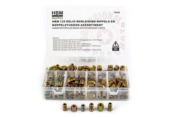 HBM 135 Delig Remleiding Nippels En Koppelstukken Assortiment - Afbeelding 3