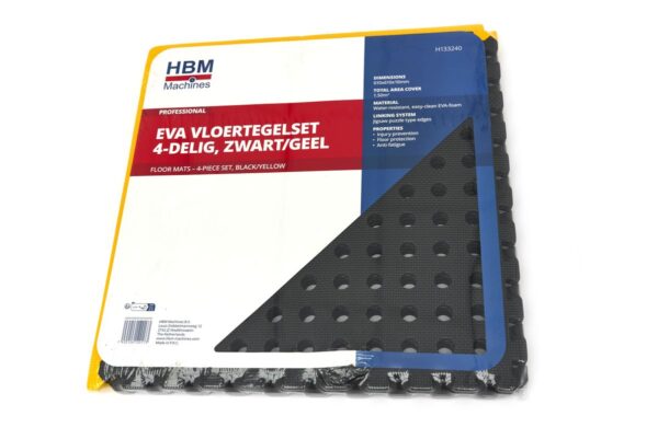 HBM EVA geperforeerde vloertegel set voor vloerbescherming 4-delig, zwart, geel - Afbeelding 8