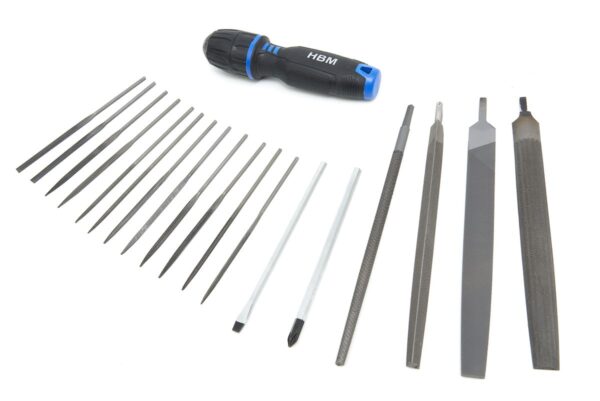 HBM 19 Delige Professionele Vijlenset Met Soft Grip Anti Slip Handvat In Stevige Opbergetui - Afbeelding 2