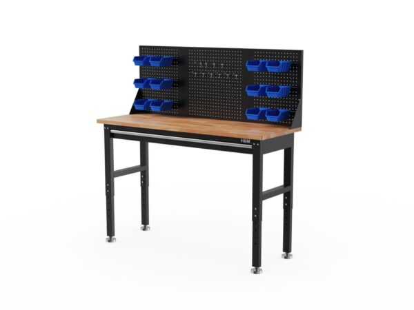 HBM heavy duty werkbank 152 cm, met een lade en achterwand