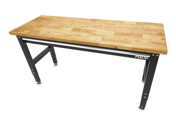 HBM in hoogte verstelbare werkbank met massief houten werkblad en lade 152 cm - Image 3