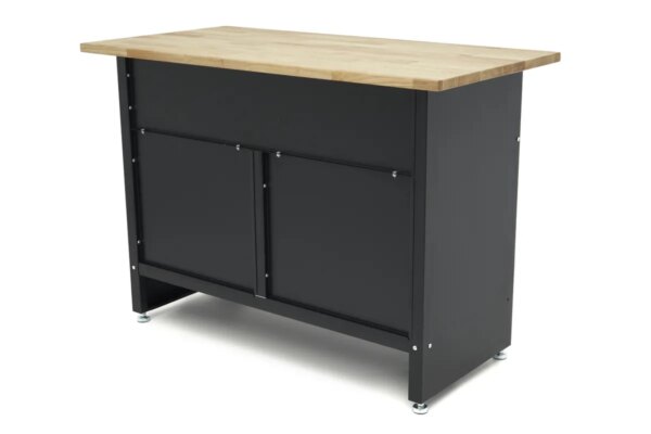HBM 120 cm Werkbank met 4 Laden , 1 Deur en Houten Blad in Zwart - Afbeelding 4