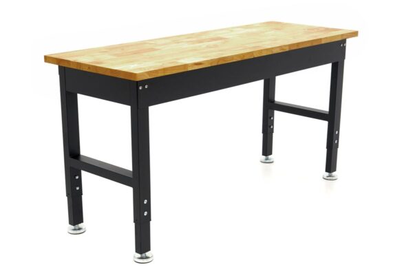 HBM in hoogte verstelbare werkbank met massief houten werkblad en lade 152 cm - Image 7