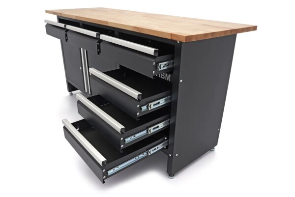 HBM 171 Cm Werkbank Met 6 Laden 2 Deuren en Massief Houten Werkblad - Image 6