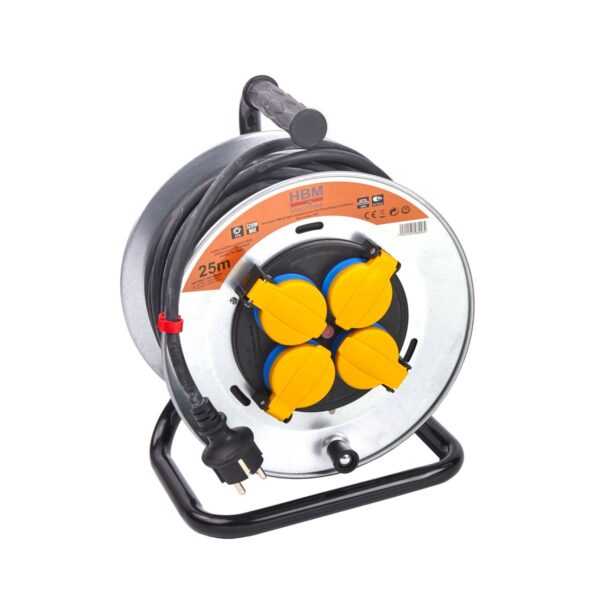 HBM 25 Meter Spatwaterdichte IP44 Stroomhaspel, Kabelhaspel 3 x 1,5 mm - Afbeelding 2