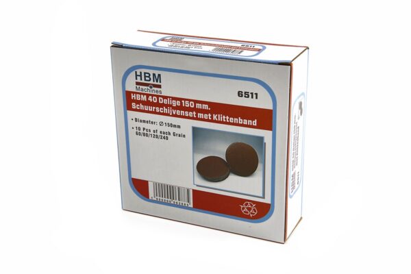 HBM 40 Delige 150 mm Velcro Schuurschijvenset met Klittenband