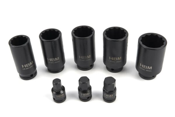 HBM 8 Delige Aandrijfas Doppenset, Montageset Met 1/2 inch Opname - Image 3