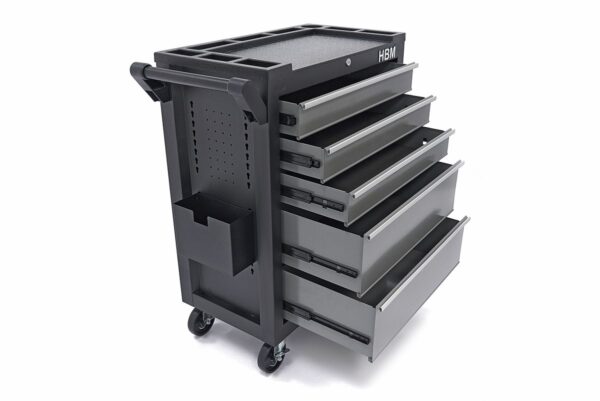 HBM deluxe gereedschapswagen, 5 laden, Klein, zwart, grijs - Afbeelding 5