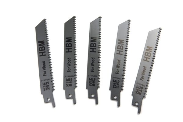 HBM 5 Delige 150 mm. 6 TPI Reciprozaagbladenset Voor Hout - Bild 2