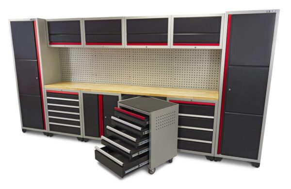 HBM professional deluxe modulair werkplaatssysteem, 16-delig, zwart rood - Image 7