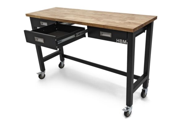 HBM Professionele 152 Cm. Verrijdbare Werkbank Met 3 Laden en Massief Houten Werkblad - Image 10