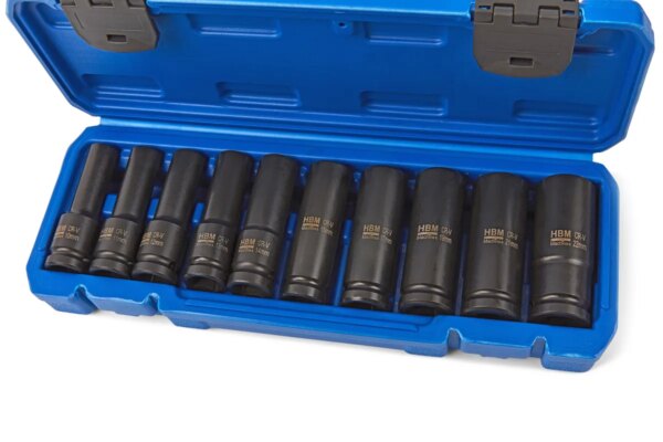 HBM 10 Delige Diepe 1/2 inch Metrische Zeskant - Krachtdoppen Set - Afbeelding 2