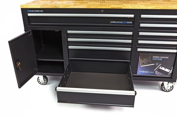 HBM 158 cm 10 Laden Werkbank met Deur en Achterwand - ZWART - Afbeelding 7