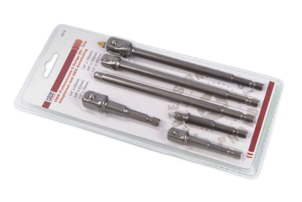 HBM Professionele 6 Delige Bit - Dop Adapterset met HEX Aansluiting - Afbeelding 2