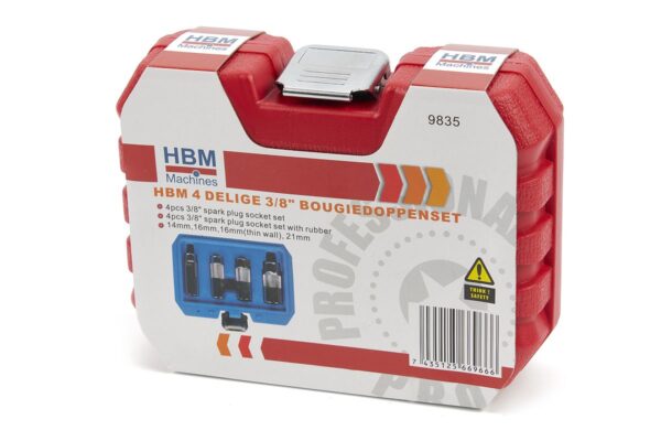 HBM 4 Delige 3/8 inch Bougiedoppenset - Image 5