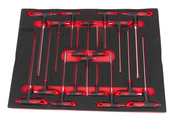 HBM 18 Delige T-Grepenset Foam Inlay voor HBM Gereedschapswagen