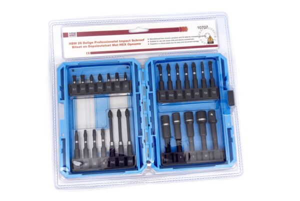 HBM 26 Delige Professionele Impact Schroef Bitset en Dopsleutelset Met HEX Opname - Afbeelding 5