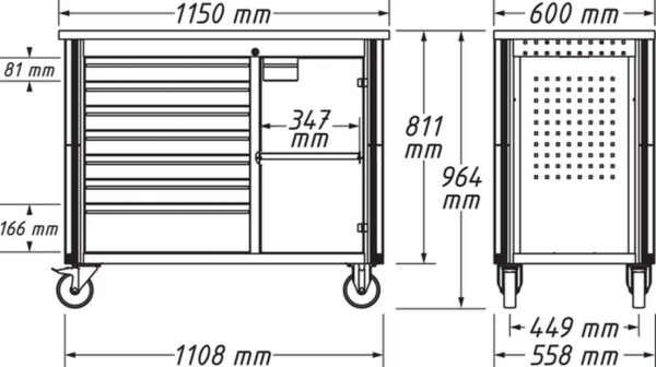 Hazet gevulde gereedschapswagen 115 cm, 230-delig, zwart blauw - Afbeelding 11