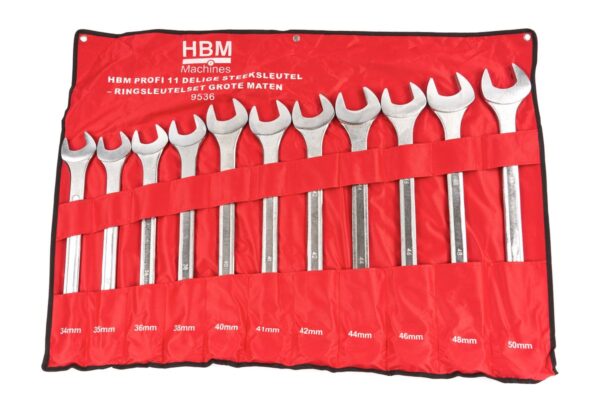 HBM Profi 11 Delige Steeksleutel – Ringsleutelset GROTE Maten