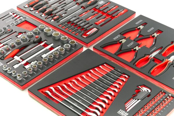 HBM 154 Delige Premium Gereedschapsvulling voor Gereedschapswagen - ROOD - Afbeelding 2