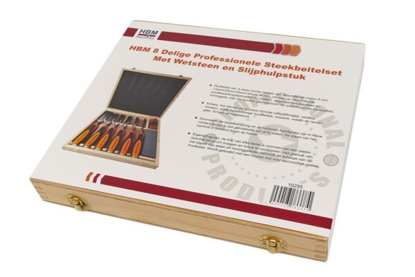 HBM 8 Delige Professionele Steekbeitelset Met Wetsteen en Slijphulpstuk - Afbeelding 10