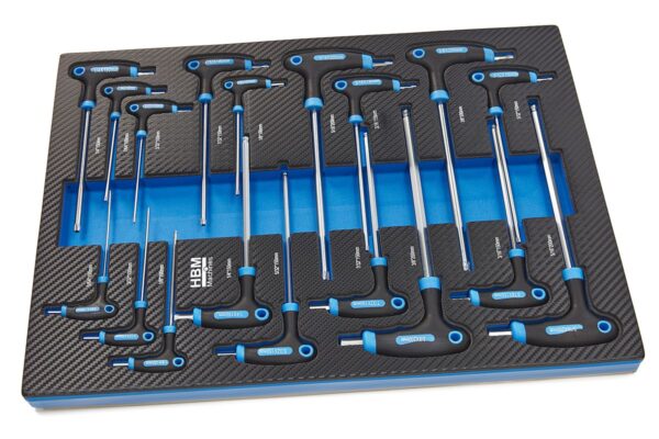 HBM 18 Delige T-Grepen INCH Maten Carbon Foam inlay voor Gereedschapswagen - Afbeelding 2