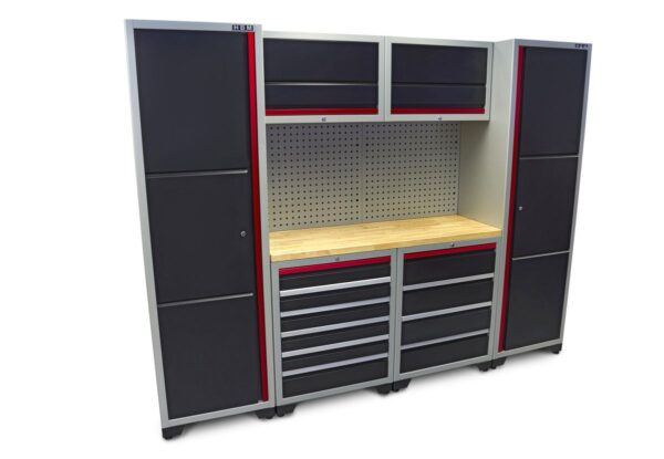 HBM professional deluxe modulair werkplaatssysteem, 9-delig, zwart rood - Afbeelding 3