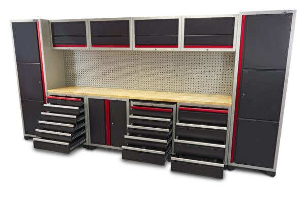 HBM professional deluxe modulair werkplaatssysteem, 16-delig, zwart rood - Image 4