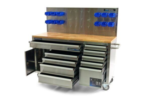 HBM 158 cm 10 Laden Werkbank met Deur en Achterwand - RVS - Afbeelding 6