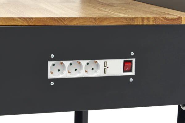 HBM 115 Cm. Werkbank Met Houten Werkblad, Achterwand Met Kastenwand, Led Verlichting , Stekkerdoos e - Afbeelding 16