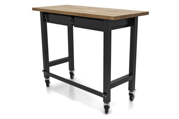 HBM Professionele 122 Cm. Verrijdbare Werkbank Met 2 Laden en Massief Houten Werkblad - Image 4