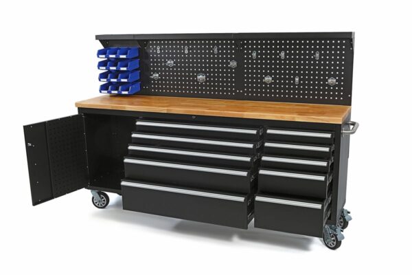 HBM gereedschapswagen met achterwand 215 cm, zwart - Afbeelding 3
