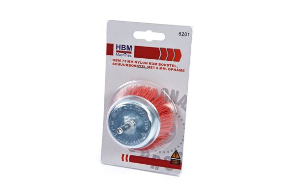 HBM 75 mm Nylon Kom Borstel, Schuurborstel met 6 mm Opname - Afbeelding 3