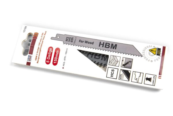HBM 5 Delige 150 mm. 6 TPI Reciprozaagbladenset Voor Hout - Bild 4