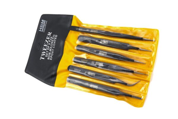 HBM Professionele 6 Delige Anti Magnetische RVS Pincet set - Afbeelding 2