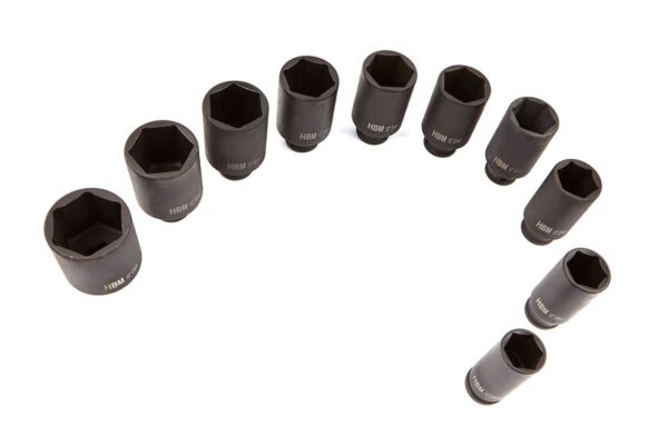 HBM 1/2 inch Krachtdoppenset Grote Maten 10 Delig - Afbeelding 3