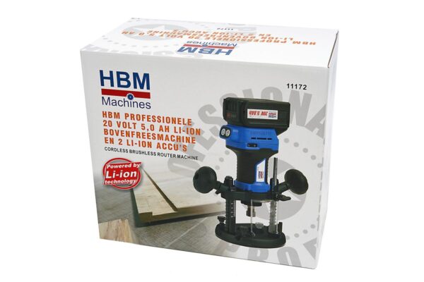 HBM Professionele 20 Volt 5,0 AH Li-ion Bovenfreesmachine en 2 Li-ion Accu's - Afbeelding 19